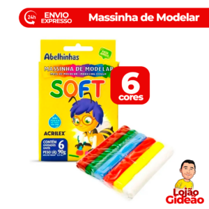 Massinha de Modelar Acrilex 6 Cores Infantil Escolar Para Modelagem