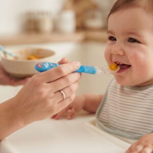 Colher de Silicone Baby Anatômica Azul Para Bebê Alimentação Infantil