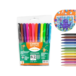 Kit 16 Pacotes De Canetinhas Com 12 Cores Para Lembrancinhas Material Escolar