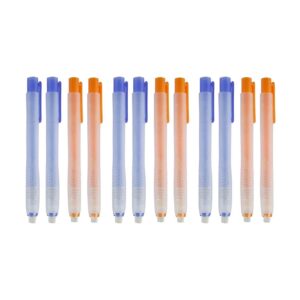 Kit 12 Canetas Borracha Retrátil Escolar Coloridas Apaga Fácil