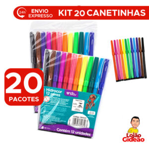 Kit De Pacotes De Canetinhas Com 12 Cores Hidrográfica Não Mancha Para Lembrancinhas e Revenda