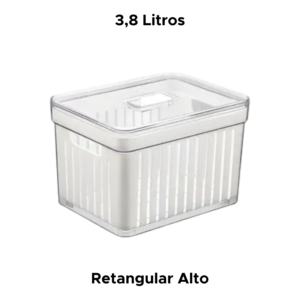 Organizador Retangular 3,8L Com Tampa Para Geladeira