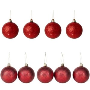 Kit Com 9 Bolas De Natal Gliter Lisa Fosca Enfeite Árvore 6cm Decoração