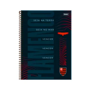 Caderno 10 Matérias do Flamengo com 160 Folhas Universitário Com Adesivos - Preto