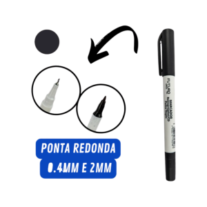 Kit Com 12 Marcadores Reprojetor Azul / Preto Ponta Dupla Resistente
