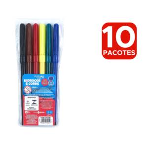 Kit 10 Pacotes De Canetinhas Com 6 Cores Hidrográfica Não Mancha Para Lembrancinhas e Revenda