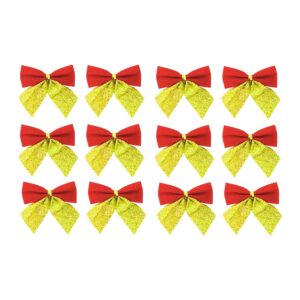 Kit 12 Laços Com Brilho Pequeno Para Decoração Arvore De Natal