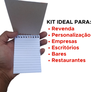 Kit Com 20 Cadernetas Apontamento Bloco de Anotações de Bolso Tamanho 1/16 Com 40 Folhas