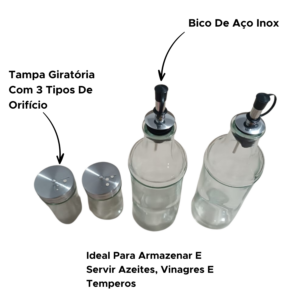 Conjunto Com 2 Galheteiros E 2 Porta Condimentos Com Suporte Para Cozinha De Vidro