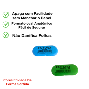 Kit Com 24 Borrachas Oval Colorida Para Escola Escritorio Revenda Sortido