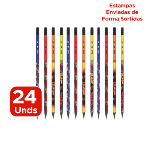 Kit 24 Lápis HB Resina Carros Extreme Com Borracha Redondo