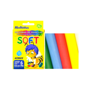 Kit 5 Pacotes Massinha de Modelar Acrilex Soft 6 Cores Para Lembrancinha De Aniversário