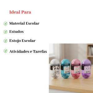 Kit 4 Borrachas com Apontador 2 em 1 Animais Escolar Sortidas