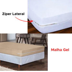 Capa De Colchão Casal Box Malha Gel Com Zíper 100% Poliéster