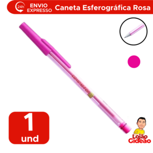 Caneta Esferográfica Rosa  Escolar Ponta Fina Universidade Compactor