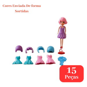 Boneca Maggie Com Roupinhas Peruca e Acessórios Sortidos