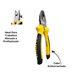 Alicate Universal 8 Polegada Profissional Multiuso Em Aço Carbono Cabo Isolado Borracha