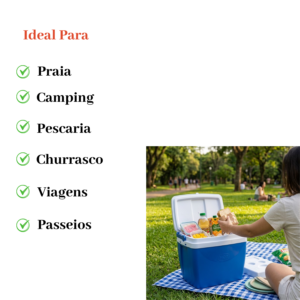 Caixa Térmica 26 Litros Azul Cooler para Praia Camping Churrasco Viagem Bebidas