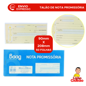 Kit 5 Talões Nota Promissória Grande 50 Folhas Bloco Para Pagamento