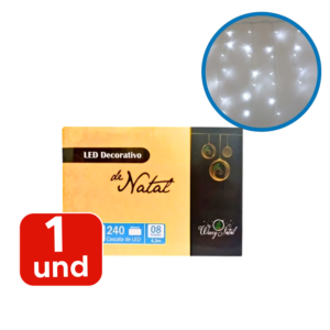 Cascata 240 Leds Decorativos 4,3 Metros Decoração De Natal Pisca-Pisca Branco Com 8 Funções
